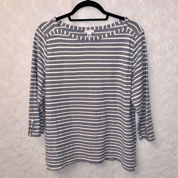 Croft&Borrow Stripped 3/4 Sleeve Top Size Large - Picture 1 of 5
